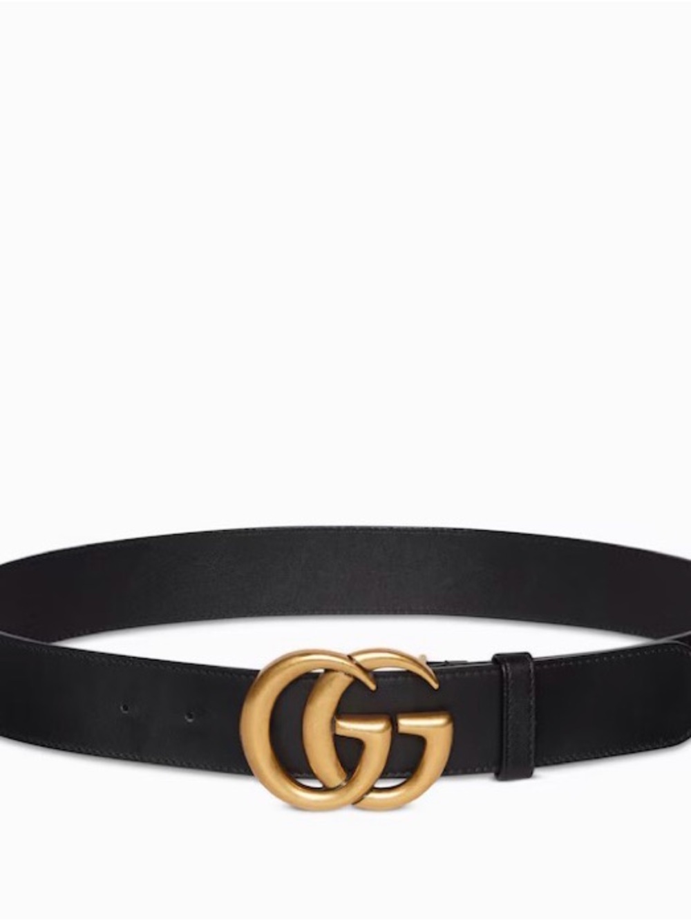 Gucci Black Leather Belt with Double G Gold Buckle